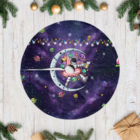 Funny Astronauts Sit On Flamingo Christmas Tree Skirt Xmas Holiday Patterns - Wonder Print Shop