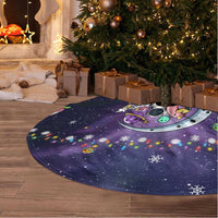Funny Astronauts Sit On Flamingo Christmas Tree Skirt Xmas Holiday Patterns - Wonder Print Shop