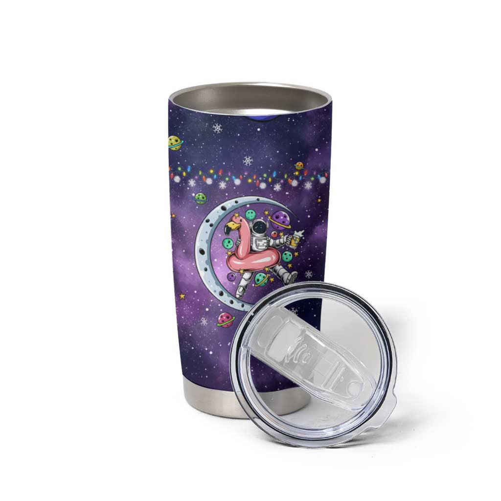 Funny Astronauts Sit On Flamingo Christmas Tumbler Cup Xmas Holiday Patterns - Wonder Print Shop