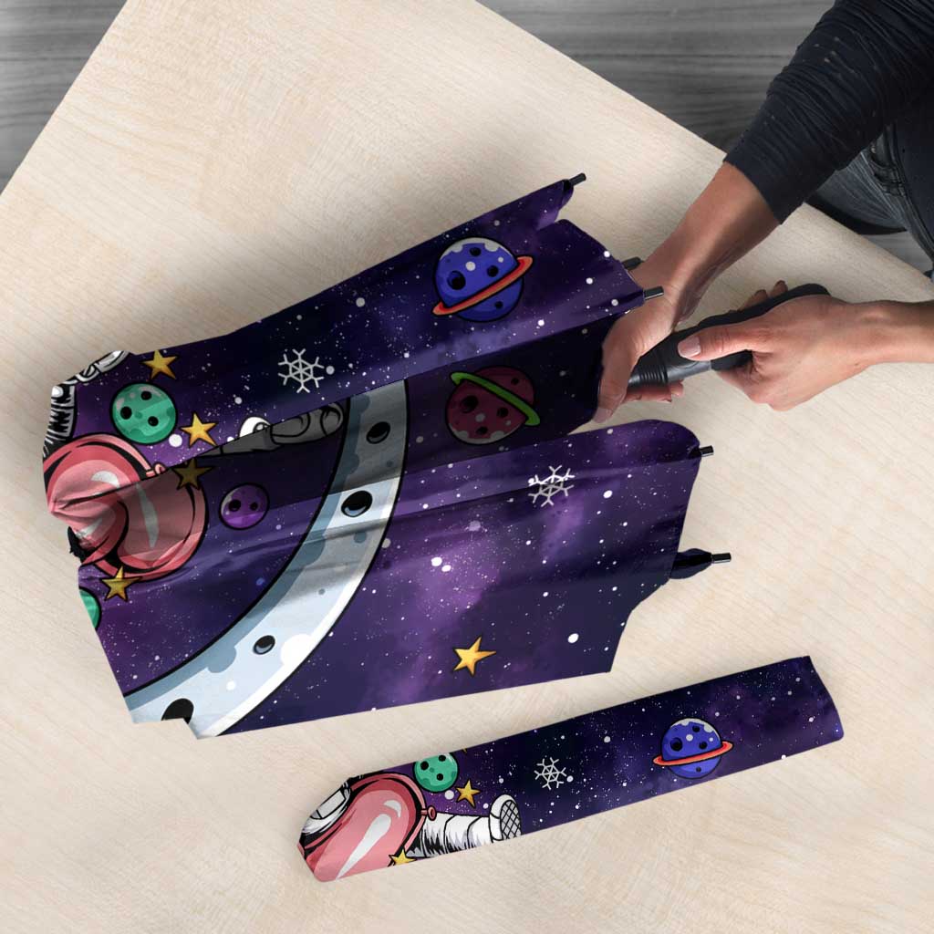 Funny Astronauts Sit On Flamingo Christmas Umbrella Xmas Holiday Patterns - Wonder Print Shop