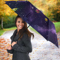 Funny Astronauts Sit On Flamingo Christmas Umbrella Xmas Holiday Patterns - Wonder Print Shop