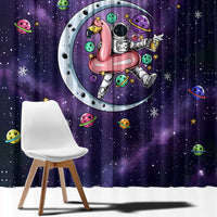 Funny Astronauts Sit On Flamingo Christmas Window Curtain Xmas Holiday Patterns - Wonder Print Shop