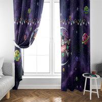 Funny Astronauts Sit On Flamingo Christmas Window Curtain Xmas Holiday Patterns - Wonder Print Shop