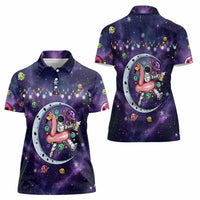 Funny Astronauts Sit On Flamingo Christmas Women Polo Shirt Xmas Holiday Patterns - Wonder Print Shop