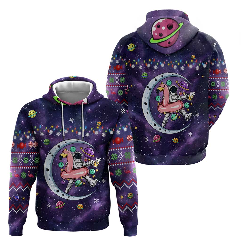 Funny Astronauts Sit On Flamingo Christmas Zip Hoodie Xmas Holiday Patterns - Wonder Print Shop