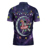 Funny Astronauts Sit On Flamingo Christmas Zipper Polo Shirt Xmas Holiday Patterns - Wonder Print Shop