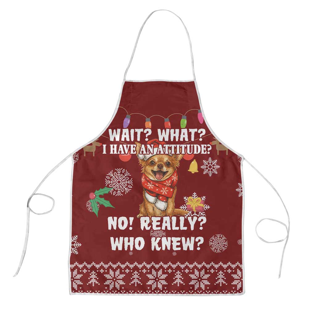 Chihuahua Attitude Christmas Apron Xmas Holiday Patterns - Wonder Print Shop