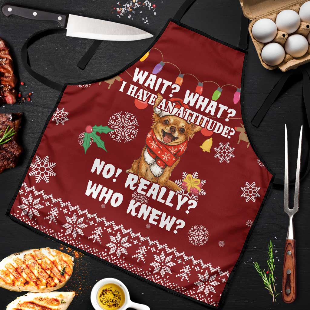 Chihuahua Attitude Christmas Apron Xmas Holiday Patterns - Wonder Print Shop