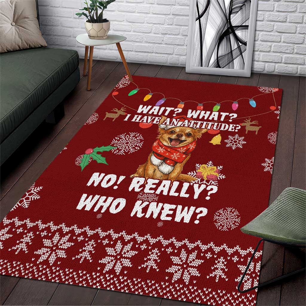 Chihuahua Attitude Christmas Area Rug Xmas Holiday Patterns - Wonder Print Shop