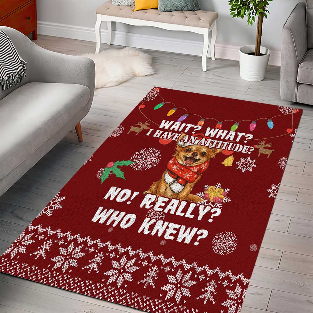 Chihuahua Attitude Christmas Area Rug Xmas Holiday Patterns - Wonder Print Shop