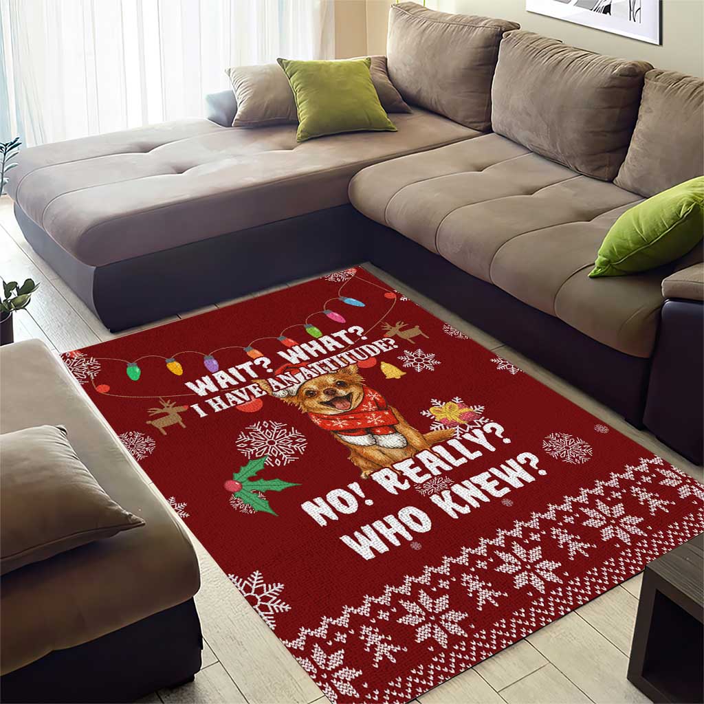 Chihuahua Attitude Christmas Area Rug Xmas Holiday Patterns - Wonder Print Shop
