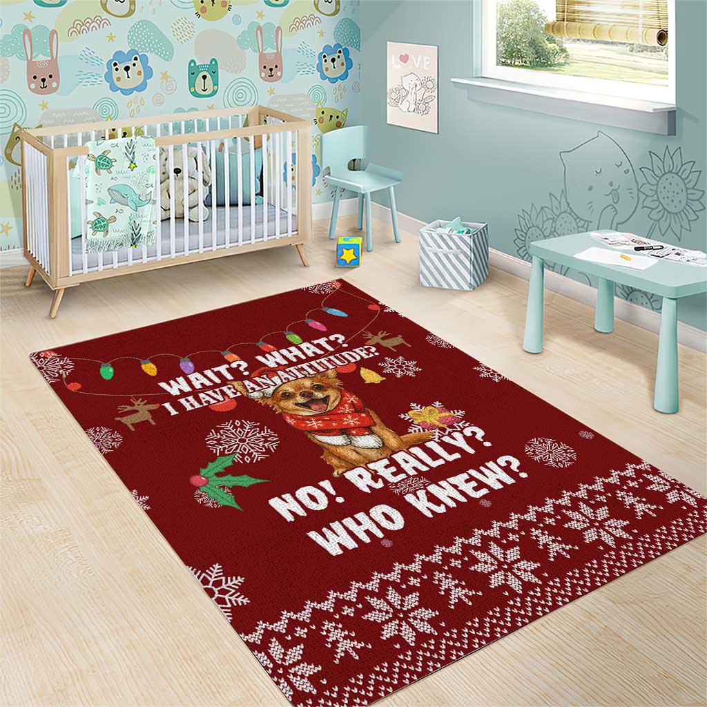 Chihuahua Attitude Christmas Area Rug Xmas Holiday Patterns - Wonder Print Shop