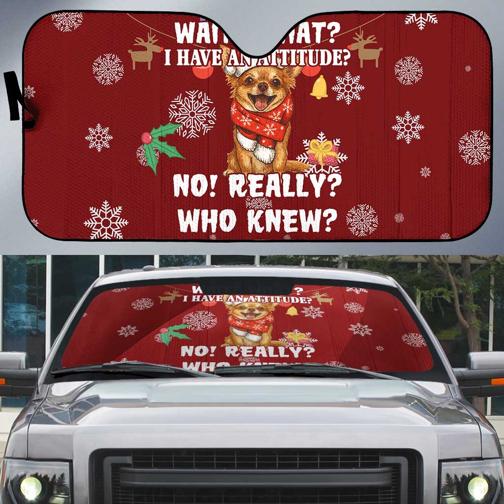 Chihuahua Attitude Christmas Auto Sun Shade Xmas Holiday Patterns - Wonder Print Shop