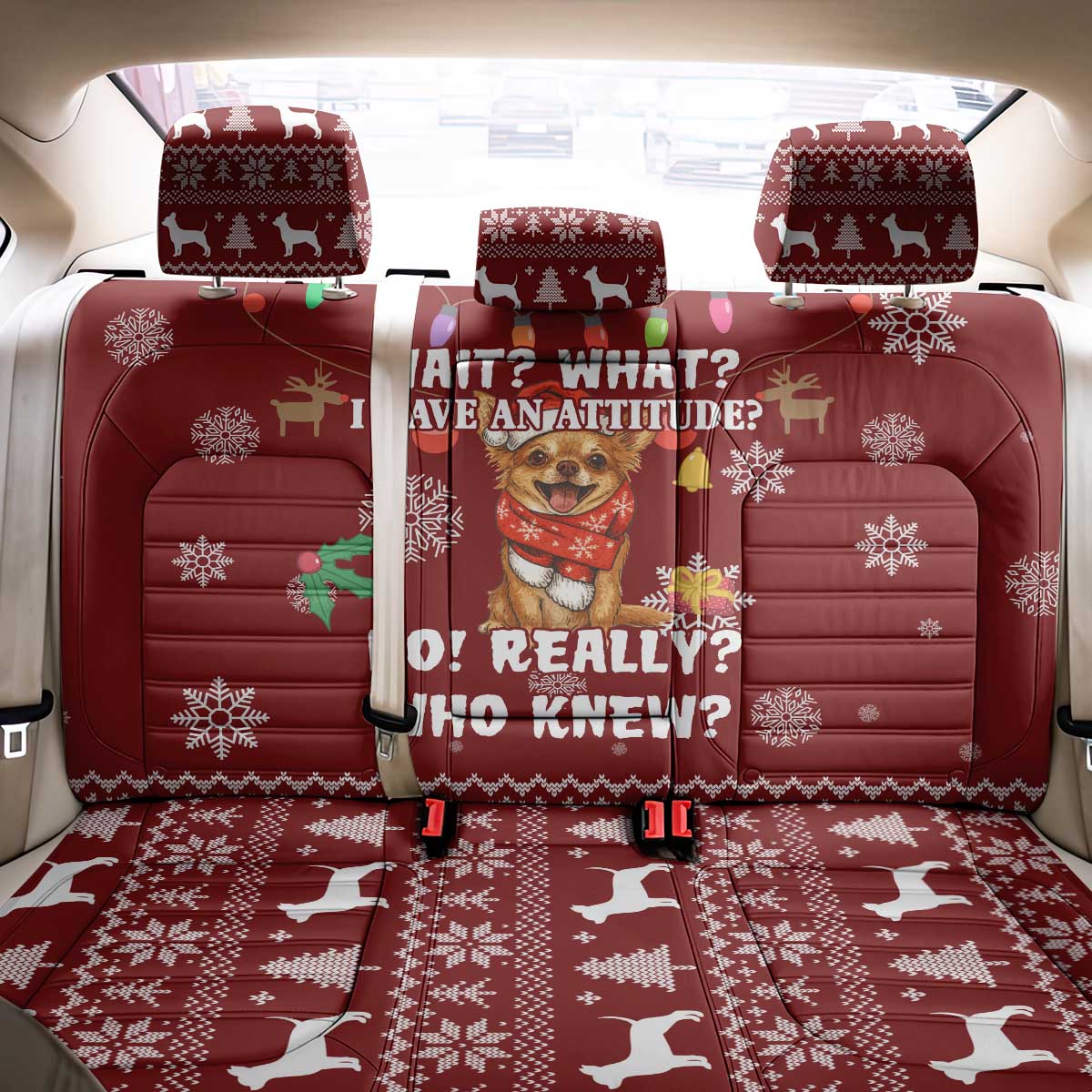 Chihuahua Attitude Christmas Back Car Seat Cover Xmas Holiday Patterns - Wonder Print Shop