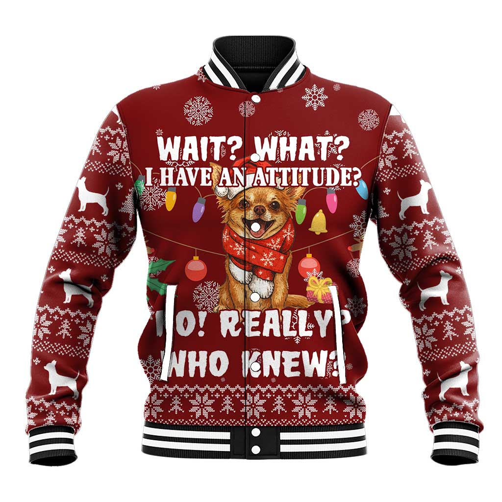 Chihuahua Attitude Christmas Baseball Jacket Xmas Holiday Patterns - Wonder Print Shop