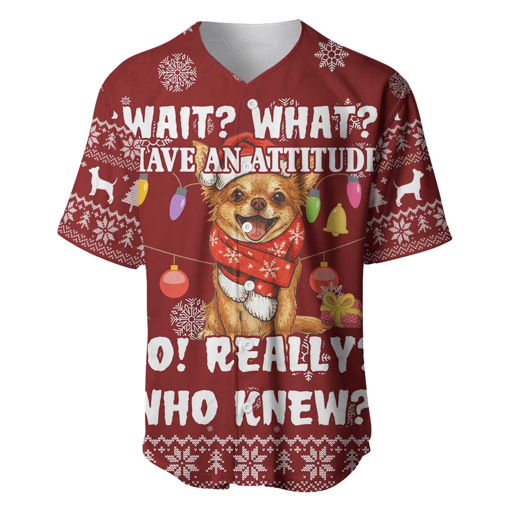Chihuahua Attitude Christmas Baseball Jersey Xmas Holiday Patterns - Wonder Print Shop