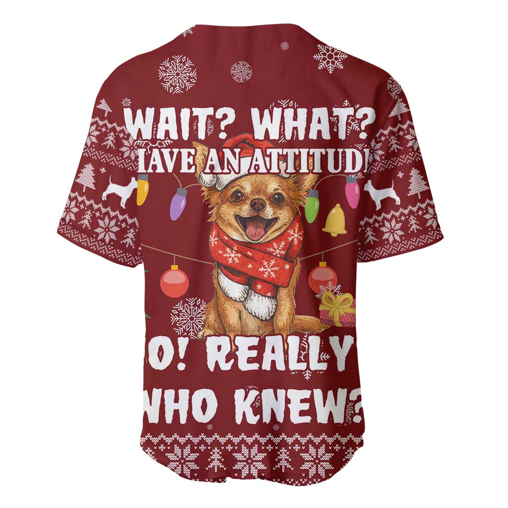 Chihuahua Attitude Christmas Baseball Jersey Xmas Holiday Patterns - Wonder Print Shop