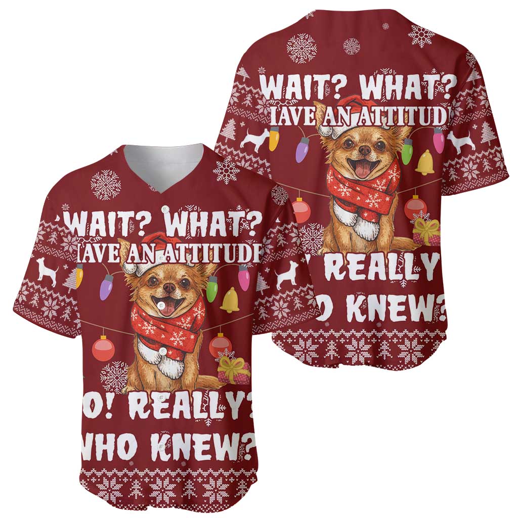 Chihuahua Attitude Christmas Baseball Jersey Xmas Holiday Patterns - Wonder Print Shop