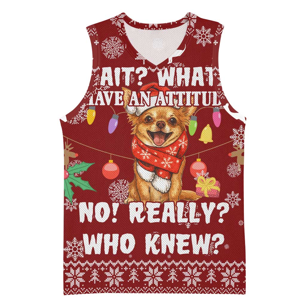 Chihuahua Attitude Christmas Basketball Jersey Xmas Holiday Patterns - Wonder Print Shop