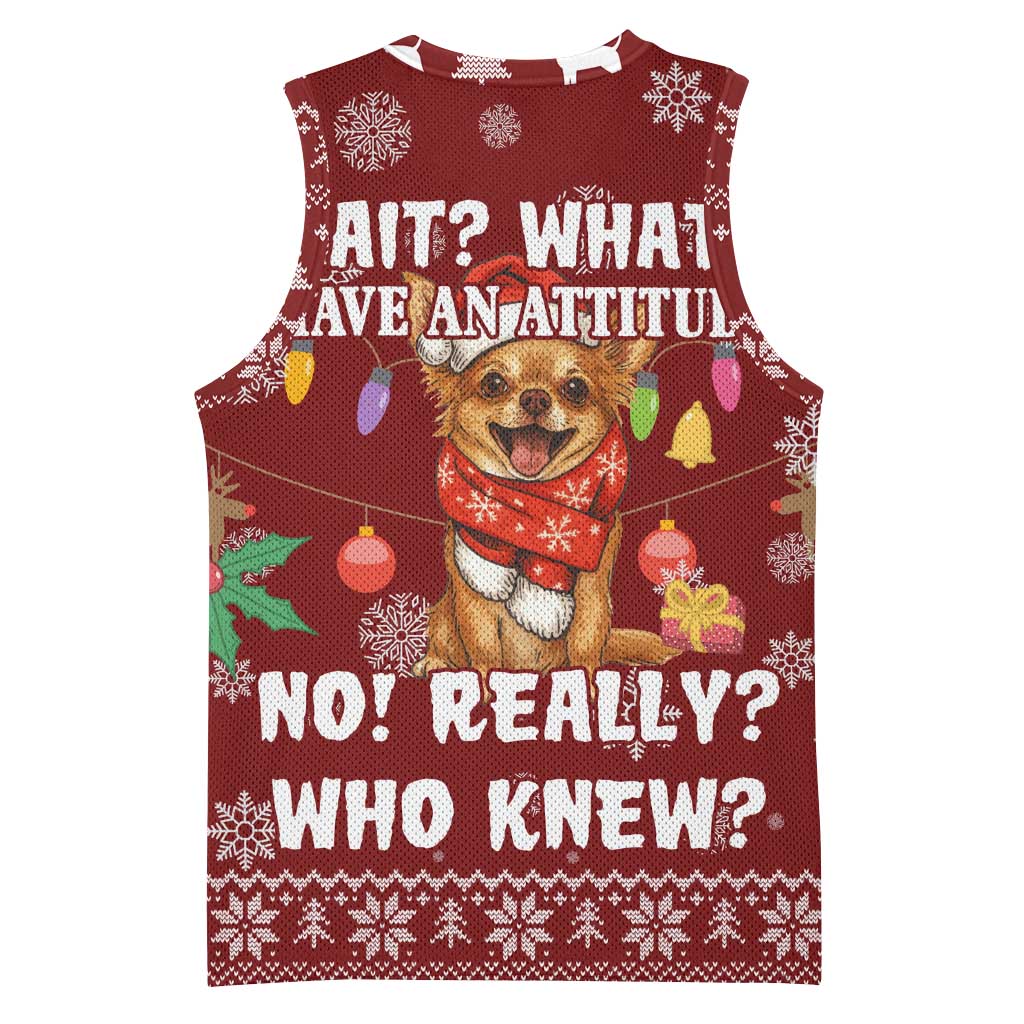 Chihuahua Attitude Christmas Basketball Jersey Xmas Holiday Patterns - Wonder Print Shop