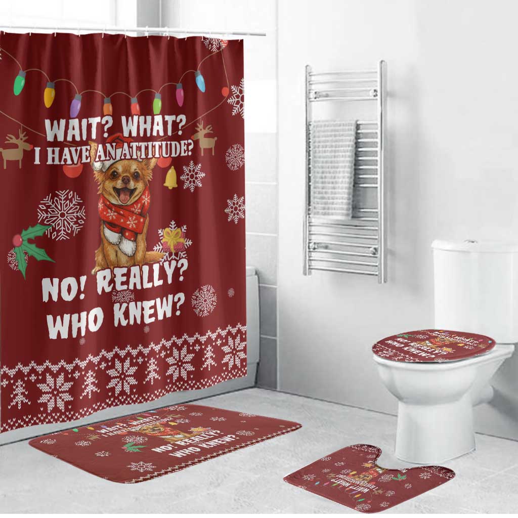 Chihuahua Attitude Christmas Bathroom Set Xmas Holiday Patterns - Wonder Print Shop