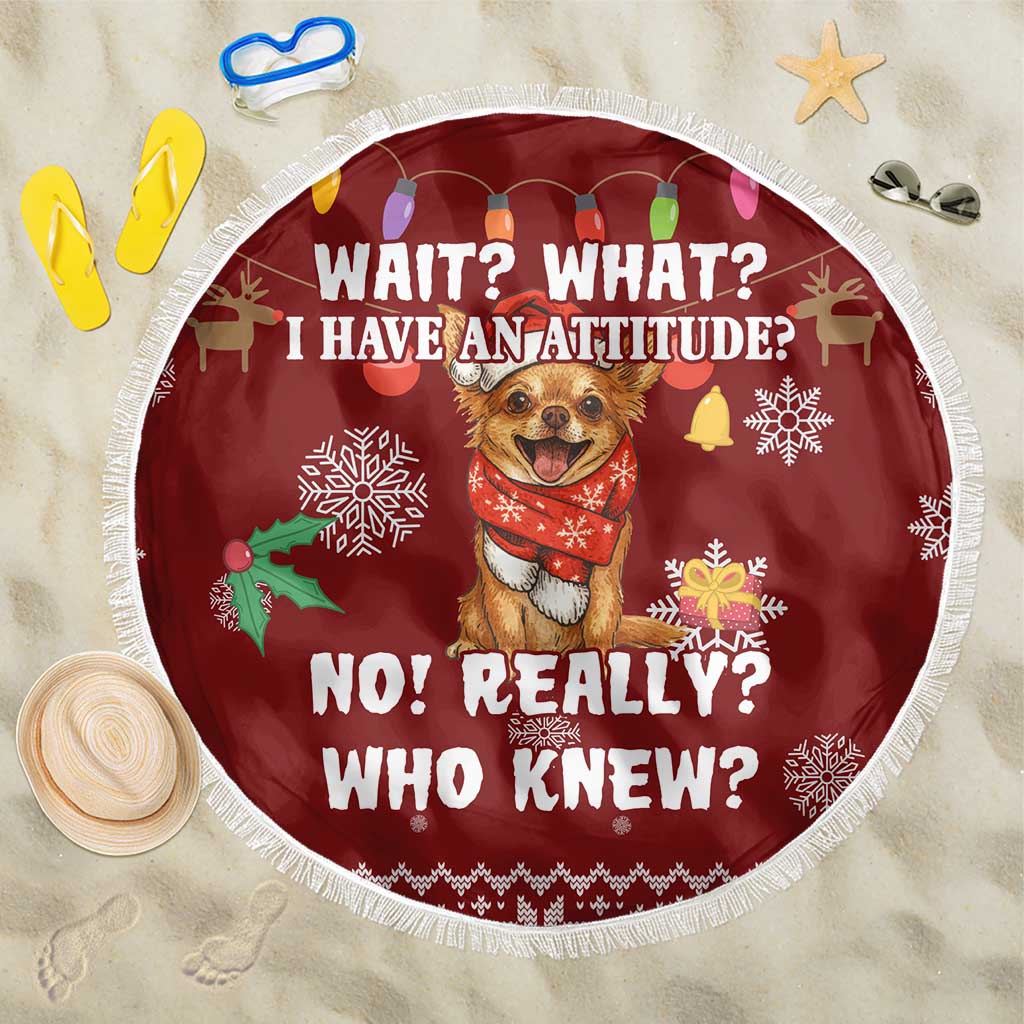 Chihuahua Attitude Christmas Beach Blanket Xmas Holiday Patterns - Wonder Print Shop