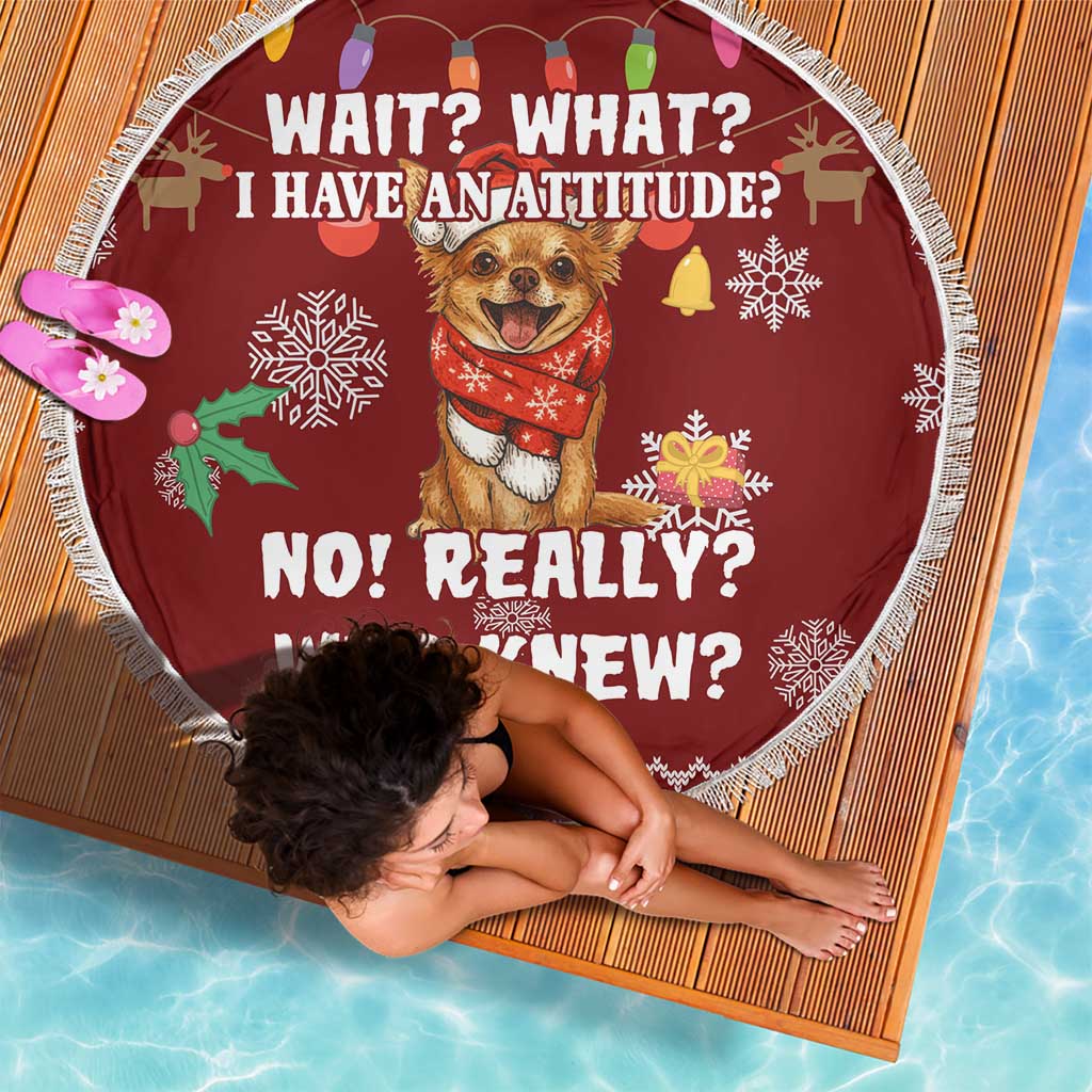 Chihuahua Attitude Christmas Beach Blanket Xmas Holiday Patterns - Wonder Print Shop