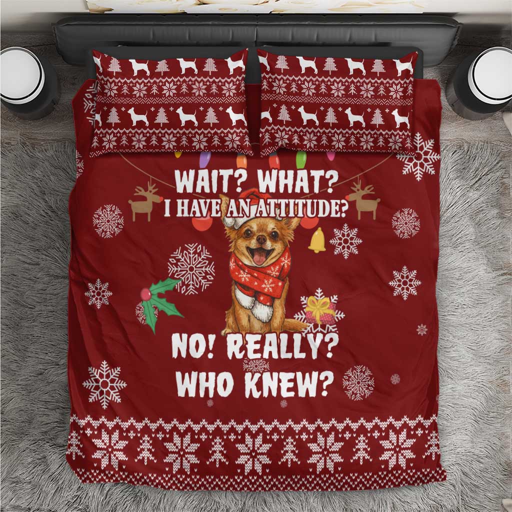 Chihuahua Attitude Christmas Bedding Set Xmas Holiday Patterns - Wonder Print Shop