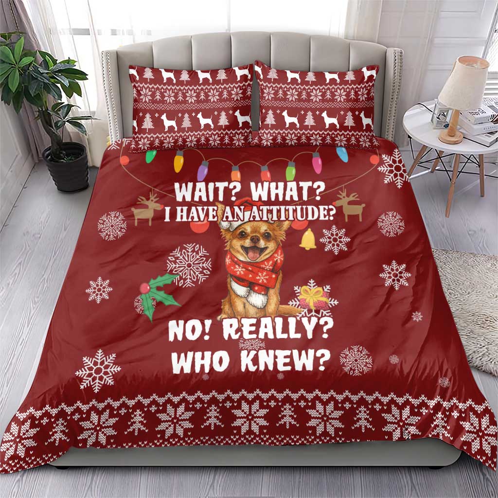 Chihuahua Attitude Christmas Bedding Set Xmas Holiday Patterns - Wonder Print Shop