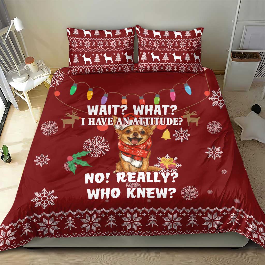 Chihuahua Attitude Christmas Bedding Set Xmas Holiday Patterns - Wonder Print Shop
