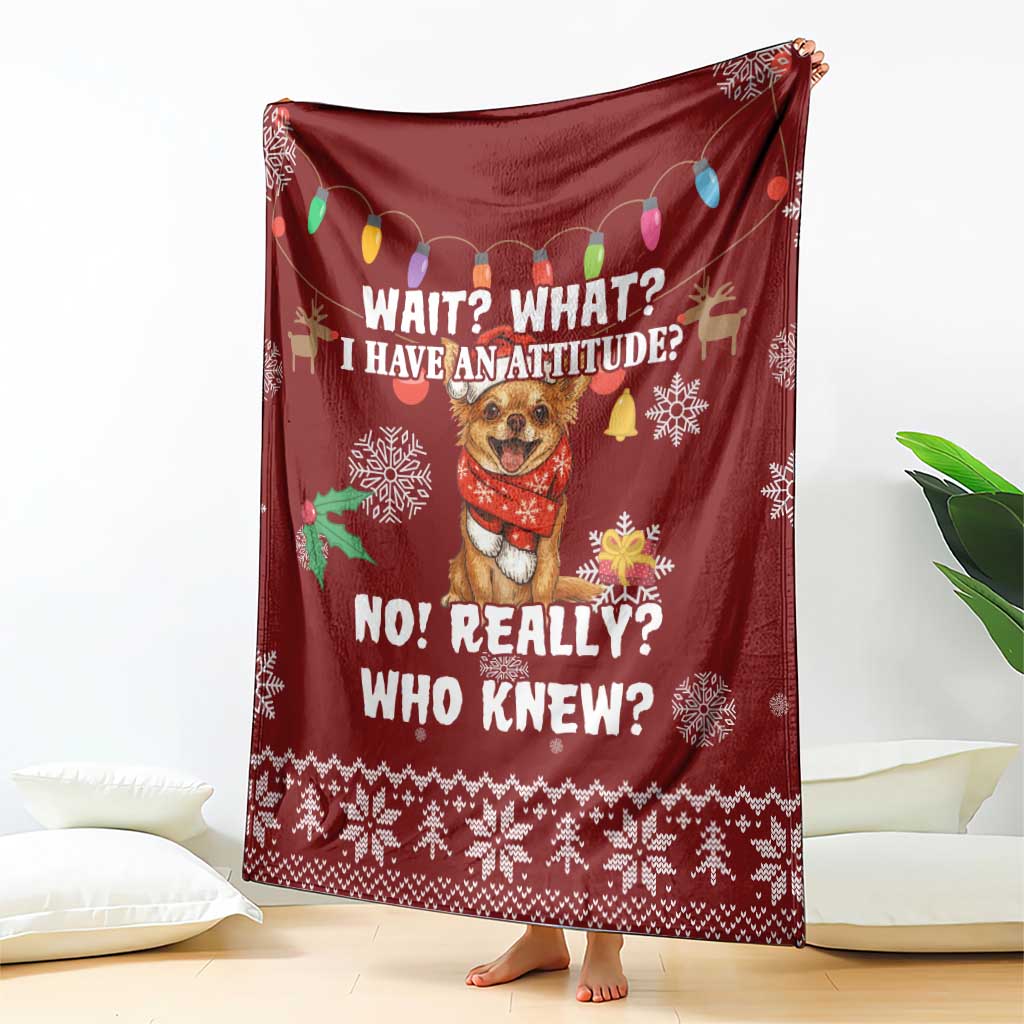 Chihuahua Attitude Christmas Blanket Xmas Holiday Patterns - Wonder Print Shop