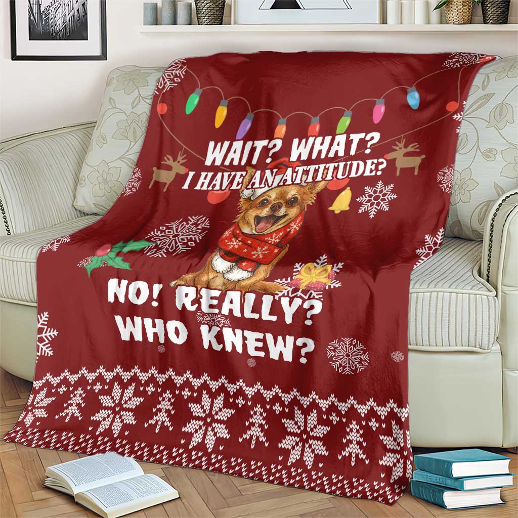 Chihuahua Attitude Christmas Blanket Xmas Holiday Patterns - Wonder Print Shop
