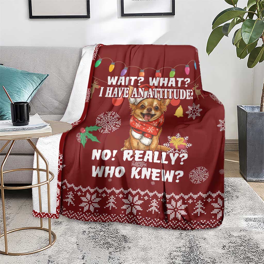Chihuahua Attitude Christmas Blanket Xmas Holiday Patterns - Wonder Print Shop