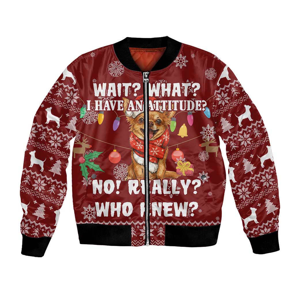 Chihuahua Attitude Christmas Bomber Jacket Xmas Holiday Patterns - Wonder Print Shop