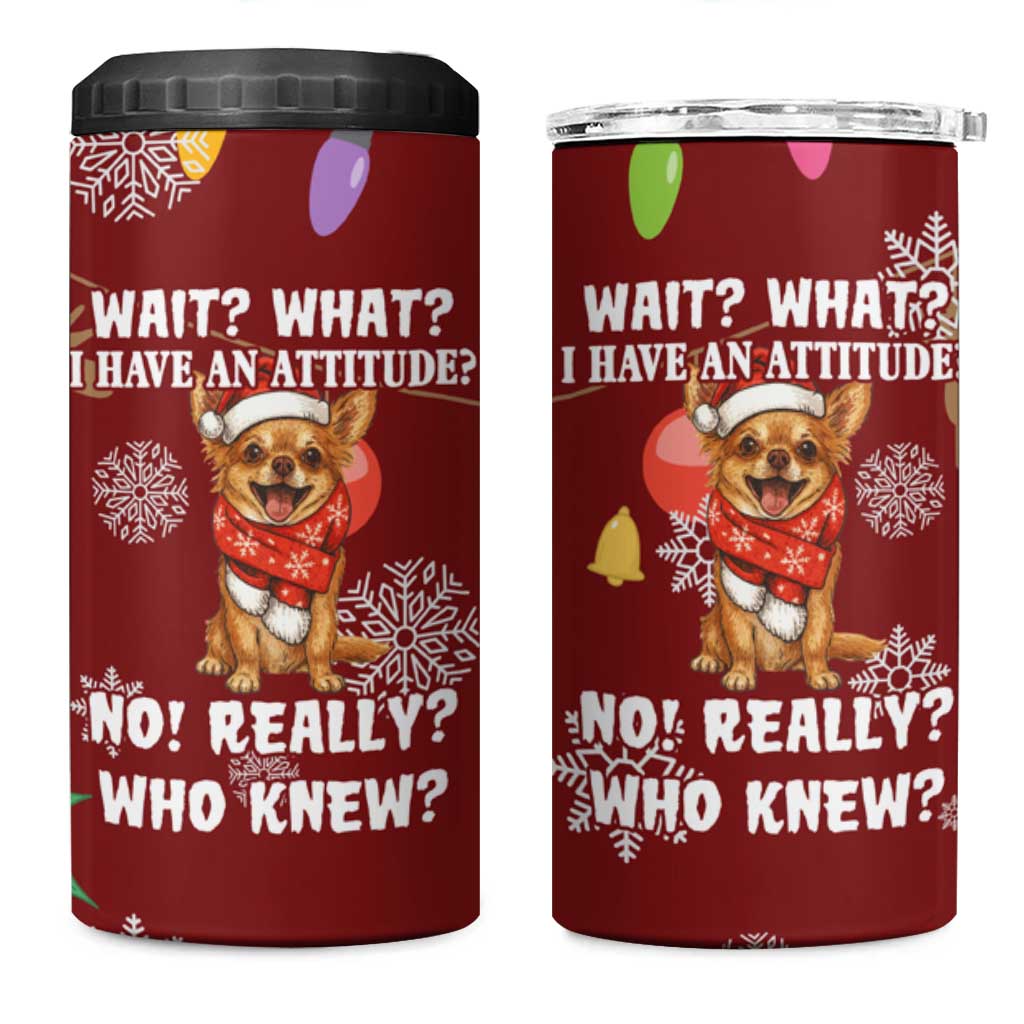 Chihuahua Attitude Christmas 4 in 1 Can Cooler Tumbler Xmas Holiday Patterns - Wonder Print Shop