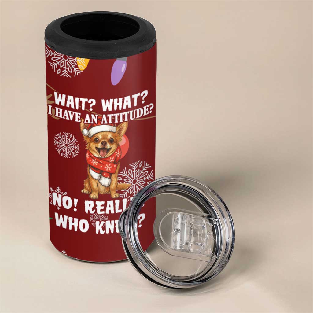 Chihuahua Attitude Christmas 4 in 1 Can Cooler Tumbler Xmas Holiday Patterns - Wonder Print Shop