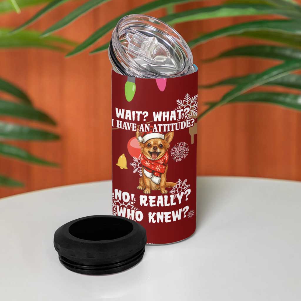 Chihuahua Attitude Christmas 4 in 1 Can Cooler Tumbler Xmas Holiday Patterns - Wonder Print Shop