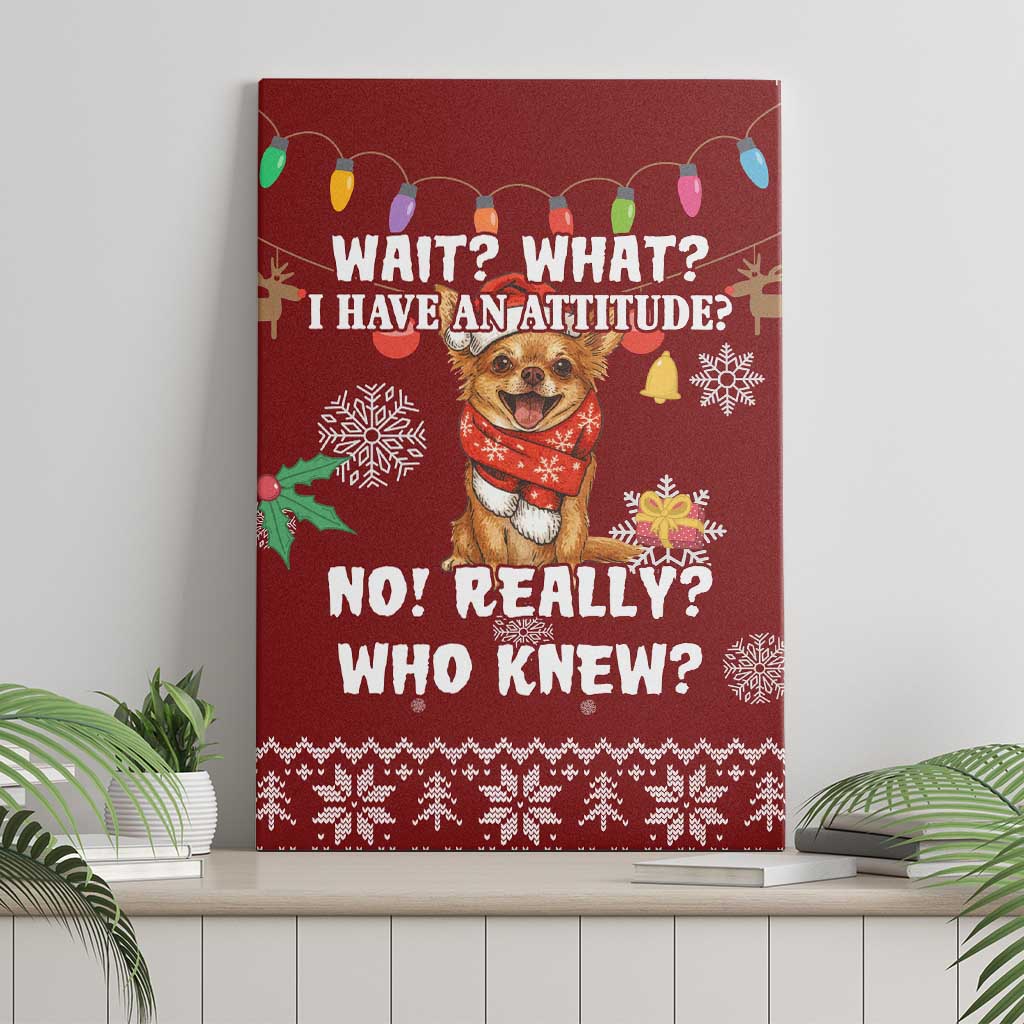 Chihuahua Attitude Christmas Canvas Wall Art Xmas Holiday Patterns - Wonder Print Shop