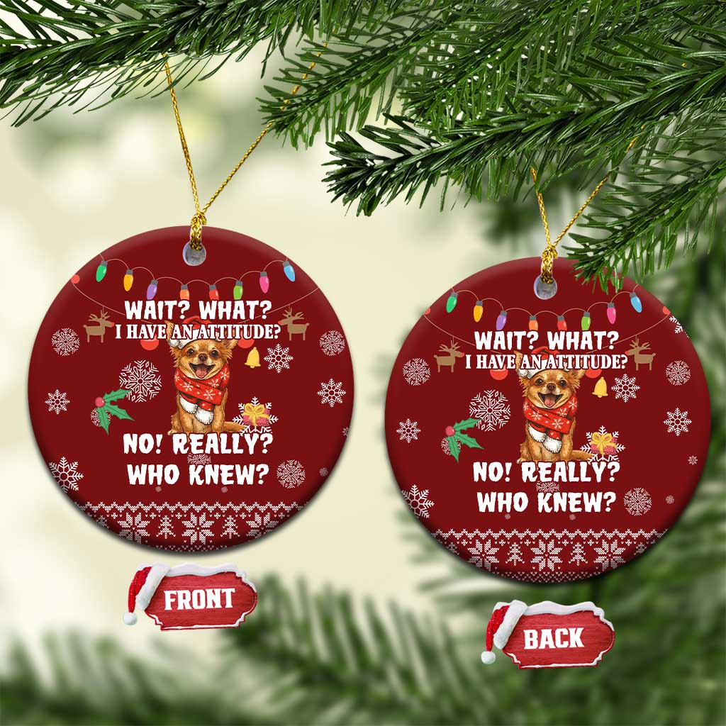 Chihuahua Attitude Christmas Ceramic Ornament Xmas Holiday Patterns - Wonder Print Shop