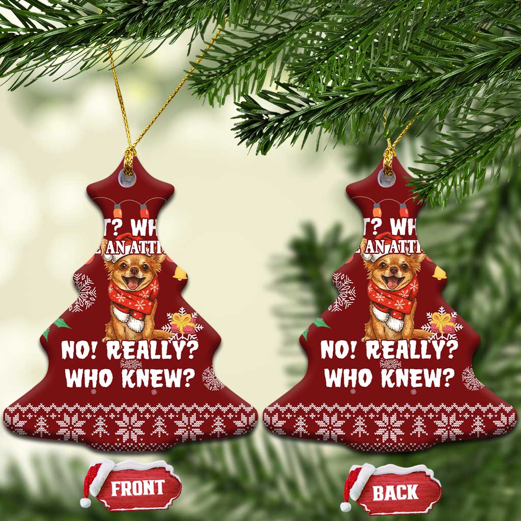 Chihuahua Attitude Christmas Ceramic Ornament Xmas Holiday Patterns - Wonder Print Shop