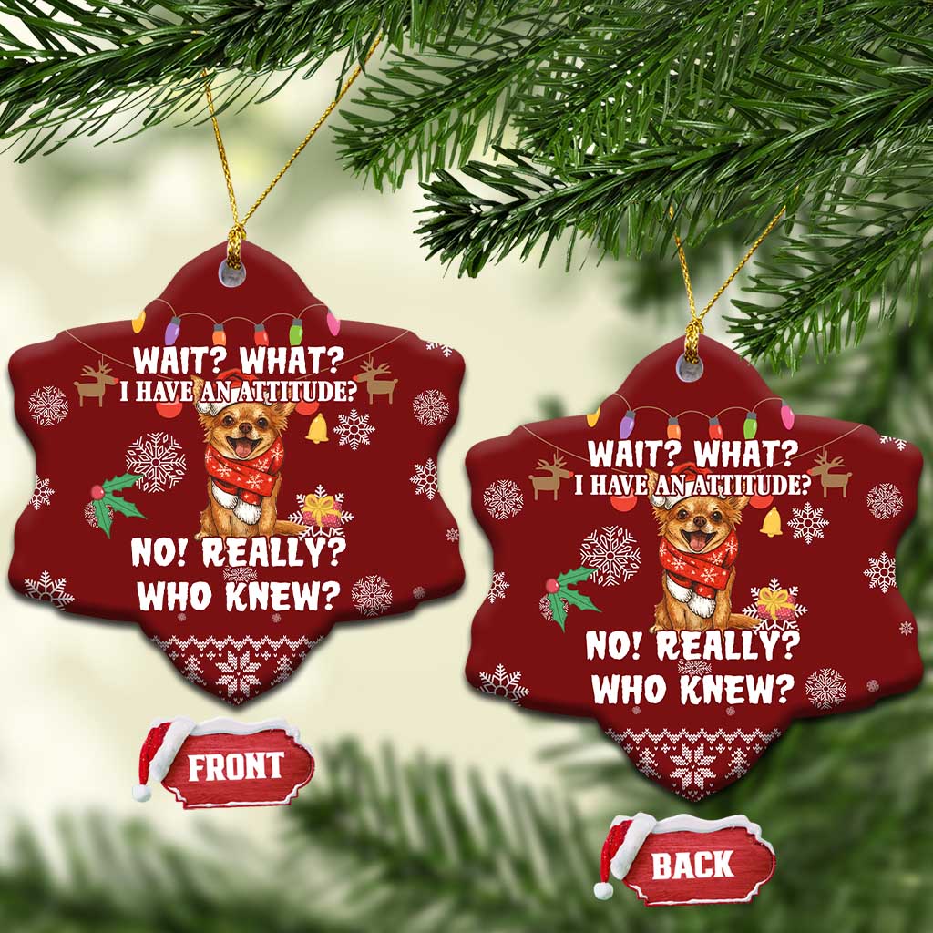Chihuahua Attitude Christmas Ceramic Ornament Xmas Holiday Patterns - Wonder Print Shop