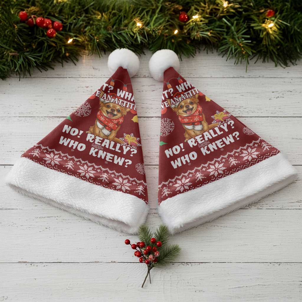Chihuahua Attitude Christmas Santa Hat Xmas Holiday Patterns - Wonder Print Shop