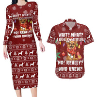 Chihuahua Attitude Christmas Couples Matching Long Sleeve Bodycon Dress and Hawaiian Shirt Xmas Holiday Patterns - Wonder Print Shop