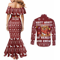 Chihuahua Attitude Christmas Couples Matching Mermaid Dress and Long Sleeve Button Shirt Xmas Holiday Patterns - Wonder Print Shop