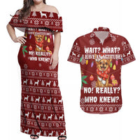 Chihuahua Attitude Christmas Couples Matching Off Shoulder Maxi Dress and Hawaiian Shirt Xmas Holiday Patterns - Wonder Print Shop