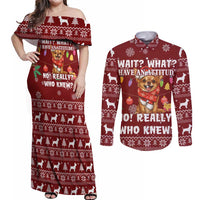 Chihuahua Attitude Christmas Couples Matching Off Shoulder Maxi Dress and Long Sleeve Button Shirt Xmas Holiday Patterns - Wonder Print Shop
