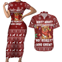 Chihuahua Attitude Christmas Couples Matching Short Sleeve Bodycon Dress and Hawaiian Shirt Xmas Holiday Patterns - Wonder Print Shop