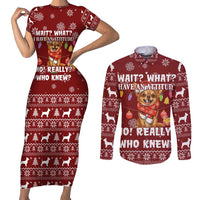 Chihuahua Attitude Christmas Couples Matching Short Sleeve Bodycon Dress and Long Sleeve Button Shirt Xmas Holiday Patterns - Wonder Print Shop