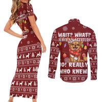 Chihuahua Attitude Christmas Couples Matching Short Sleeve Bodycon Dress and Long Sleeve Button Shirt Xmas Holiday Patterns - Wonder Print Shop