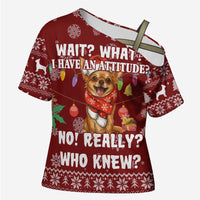 Chihuahua Attitude Christmas Cross Shoulder Shirt Xmas Holiday Patterns - Wonder Print Shop